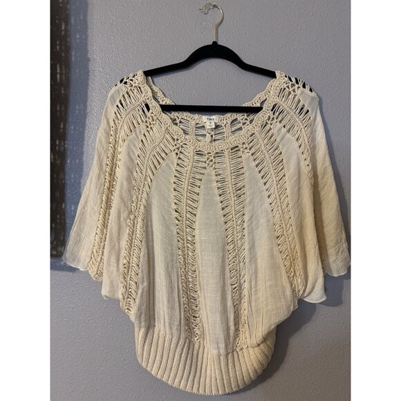 Athropologie Tiny Brand Top S Small Cream Oversized Short Dolman Sleeve - Picture 8 of 12